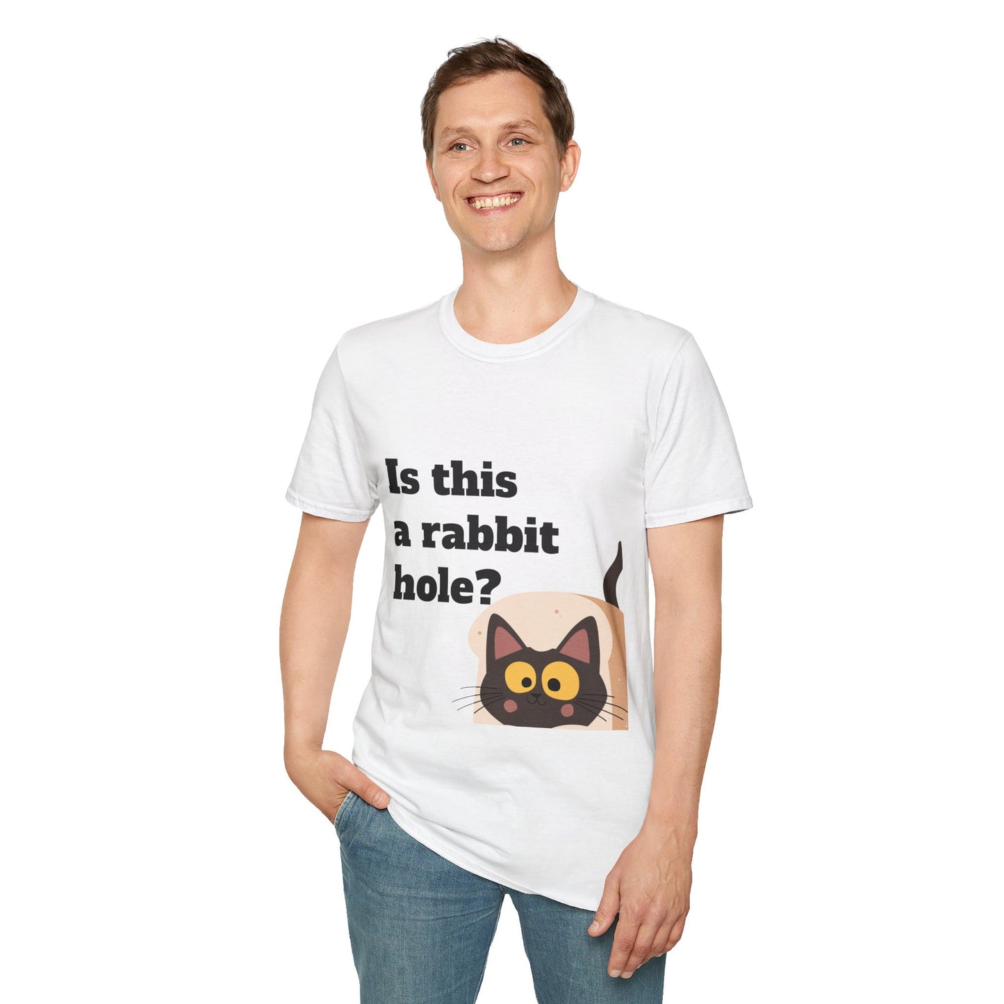Funny Cat Themed Unisex T-Shirt - "Is This a Rabbit Hole?"